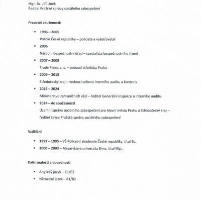 Jiří Linek profesní životopis