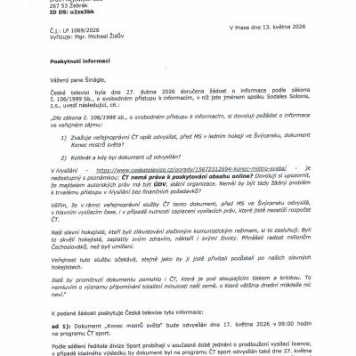 ČT Konec mistrů světa I. 13.5.2026