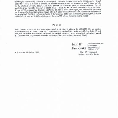 ČT Usnesení III Fridrich 14.1.2025