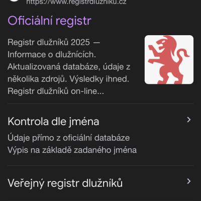 registrdluzniku.cz se vydává za Centrální registr dlužníků