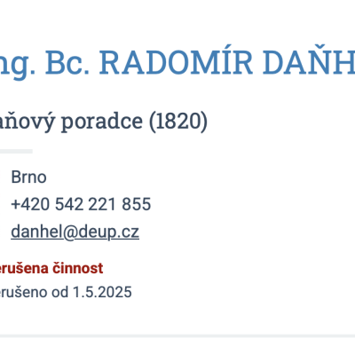 důkaz o evidence o komory daňových poradců