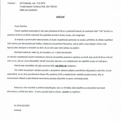 KS Brno Cielecký Čečotkovi 8.8.2025