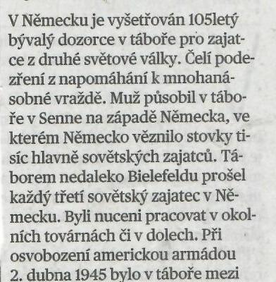 MFD ČTK SRN VE 105 letech vyšetřován 25.9.2026