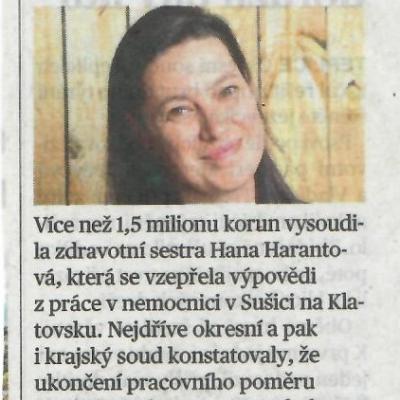 MFD Vyhodili ji Covid 1.5 mio odškodně 11.2.2026