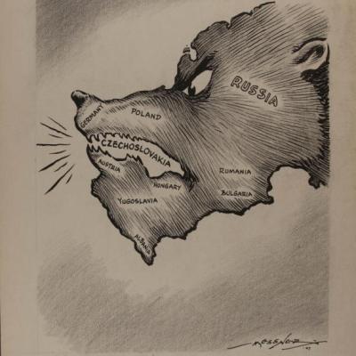 Ruský medvěd americký karikaturista Elmer Messner 1947