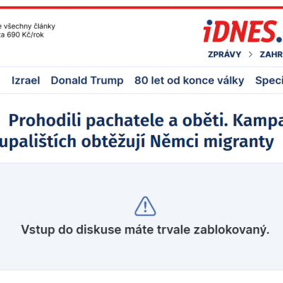 Šinágl iDNES diskuze trvale zablokováno 8.7.2025