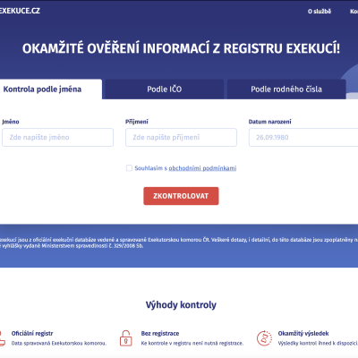 Falešný web kontrolaexekuce.cz - Centrální evidence exekucí přeplacena spekulanty na Google